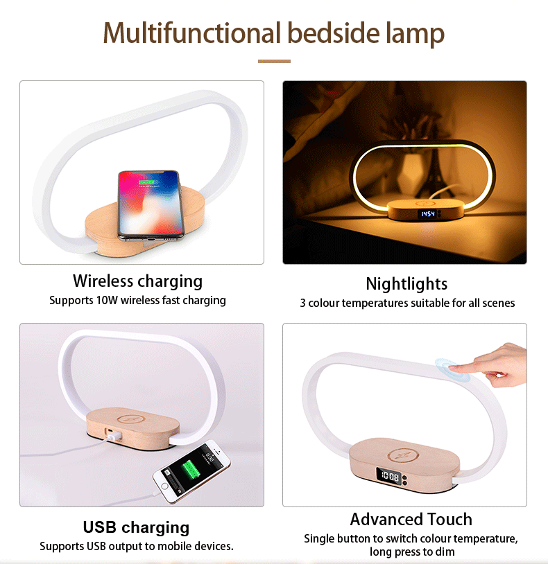 Wooden Wireless Charging Night Light 3