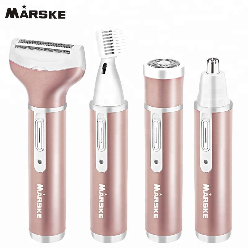 Transfronterizo de las mujeres eléctricas de la ceja y la nariz pelo cuatro en un instrumento de eliminación de pelo de la parte privada raspador de lavado multi-cabeza USB