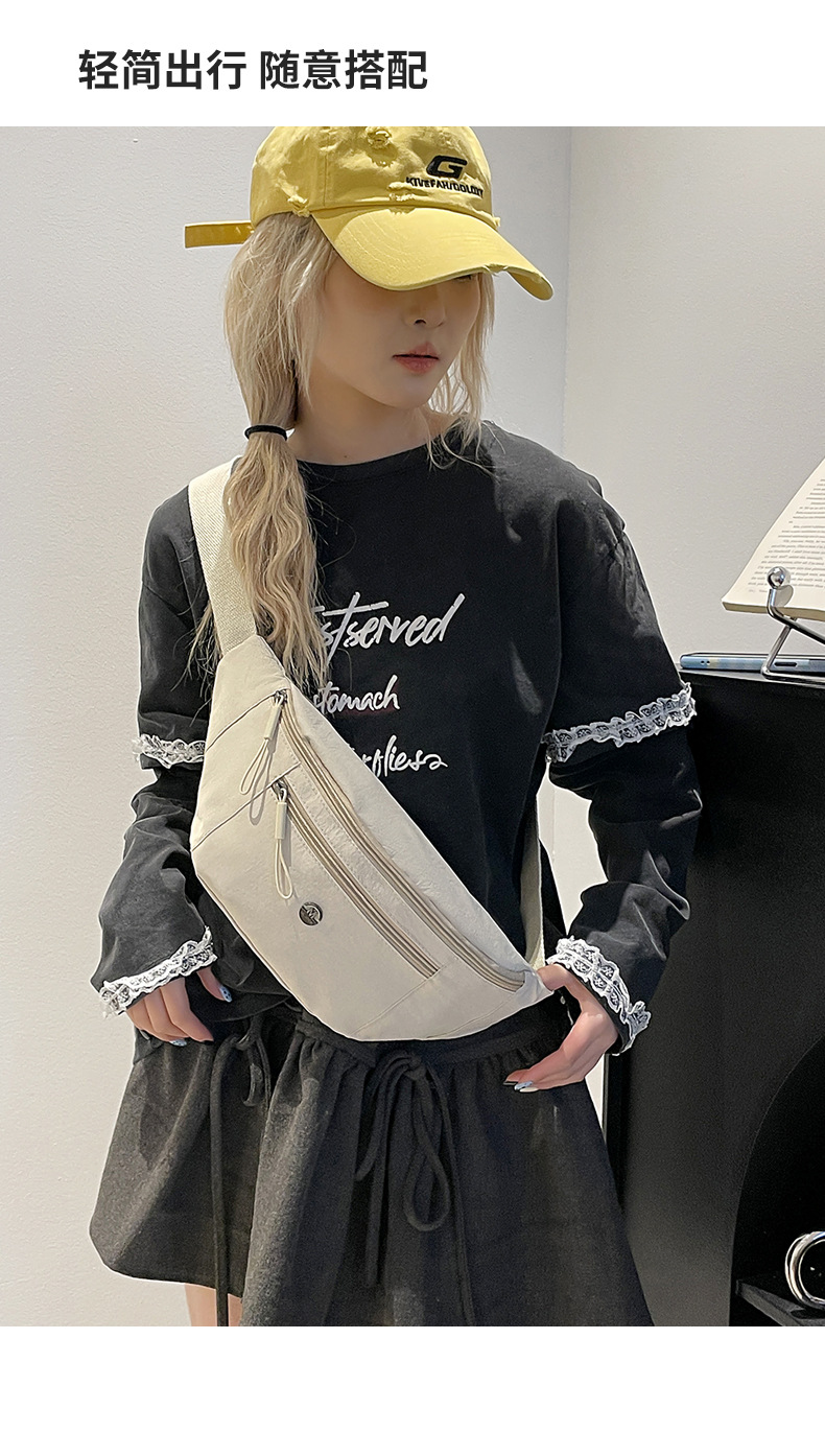New sporty and casual waist bag for outdoor storage, simple solid color women's chest bag, crossbody backpack wholesale undefined