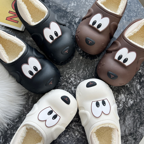 居家包头棉拖鞋女秋冬季加绒保暖亲子卡通狗防滑男女童室内棉鞋软