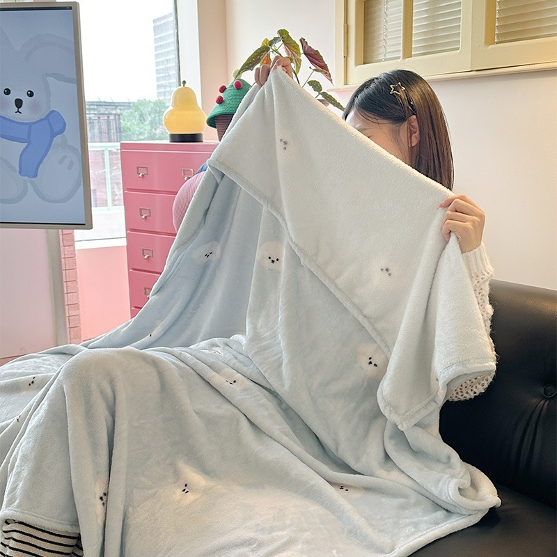 冬季加绒加厚保暖双面印花牛奶绒毛毯空调毯学生宿舍午睡毯子床单|undefined