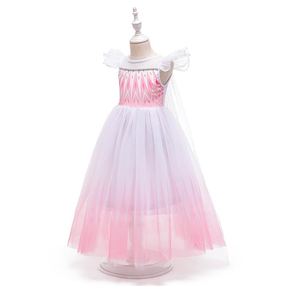 Vestido DE LOS NIÑOS congelados volando manga encaje gradiente volantes mullido princesa vestido Cosplay traje image 10