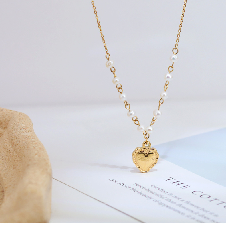 Fashion Heart Shape Titanium Steel Gold Plated Pendant Necklace 1 Piece