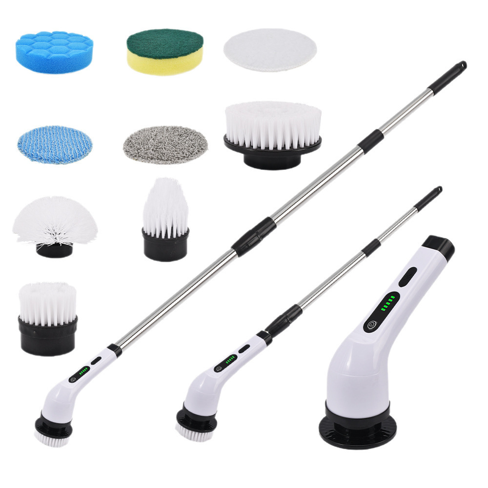 Cepillo de limpieza eléctrica multifuncional transfronterizo nueve en uno de baño de vidrio de longitud ajustable cepillo de doble propósito artefacto de limpieza doméstico