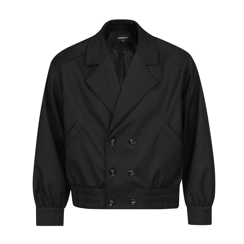 Men's demi-season short retro design solid color jacket