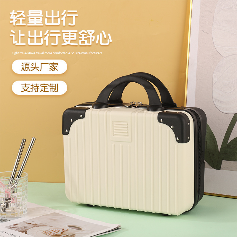 Black and White Satchel Suitcase Mini 13inch Cosmetic Case Cartoon Bear Storage Box Small Lightweight Travel Black and White Satchel Suitcase Mini 13inch Cosmetic Case Cartoon Bear Storage Box Small Lightweight Travel