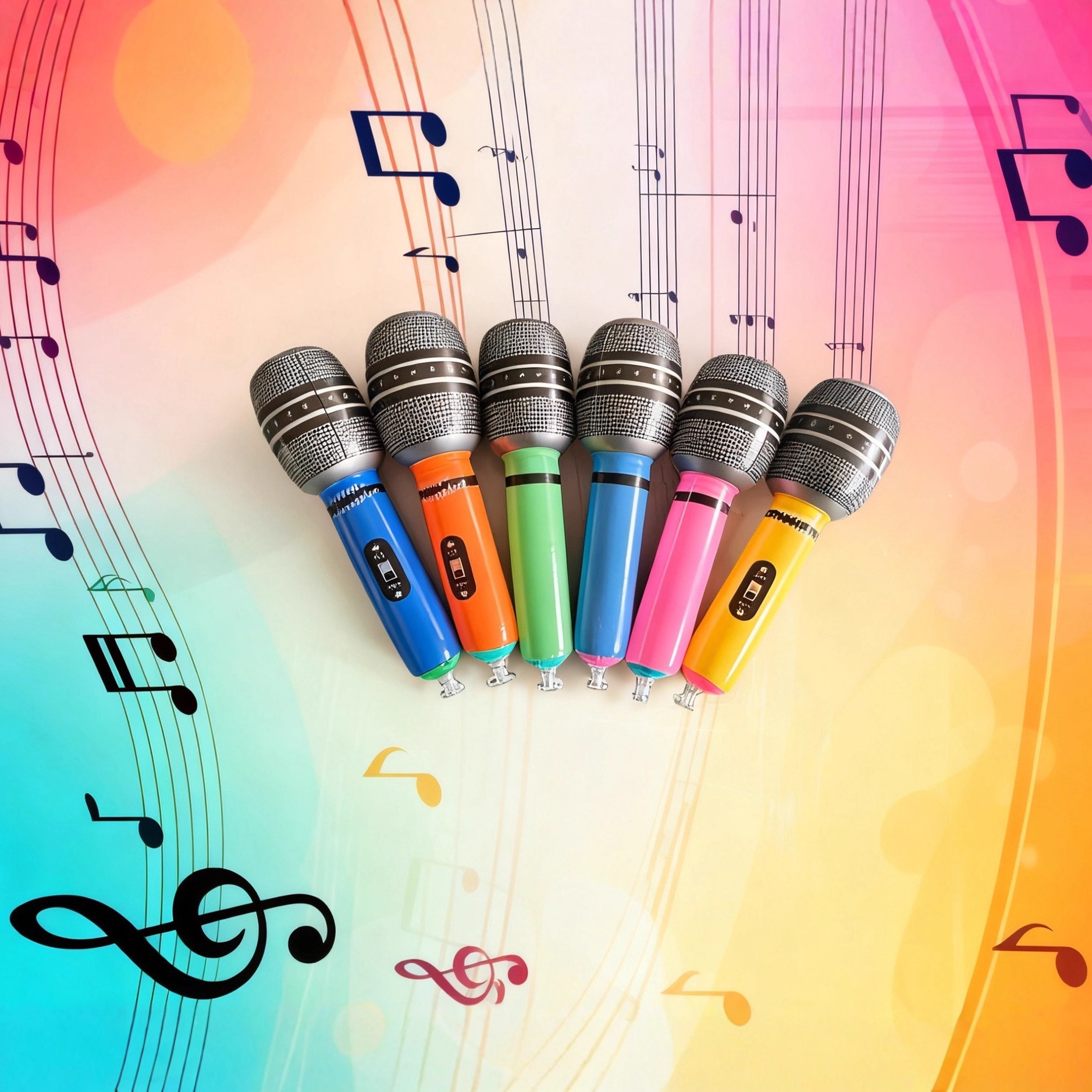 In-Stock Pvc Inflatable 25 Microphone Cross-Border Hot-Selling Party Performance Musical Instrument Props Children's Early Education Toys