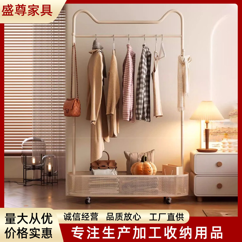 Clothes Rack Manufacturer Wholesale Household Cat-Ear Style Large Capacity Bedroom Coat Rack Floor-Standing Portable Movable Clothes Hanger