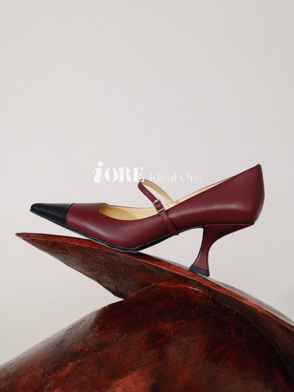 Ideal Mineral Designer 2026 Early Spring New French Minimalist Style Cowhide Thin Heel Mary Jane High Heel Pumps