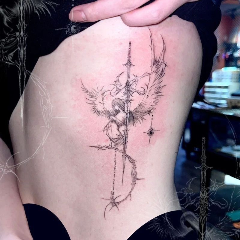 New Virgin Trial Sword Tattoo Herbal Juice Dark High-grade Washable Realistic Spice Girl Scar Cover Waist New Virgin Trial Sword Tattoo Herbal Juice Dark High-grade Washable Realistic Spice Girl Scar Cover Waist