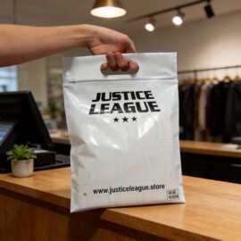 手机店塑料四指袋定制印刷广告图文手提袋高冲压可降解冲孔服装袋