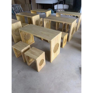 All Solid Wood Training Class Desks and Chairs Calligraphy Table Chinese Studies Table School Calligraphy Table Chinese Studies Table Chinese Painting Table Clearance Classroom