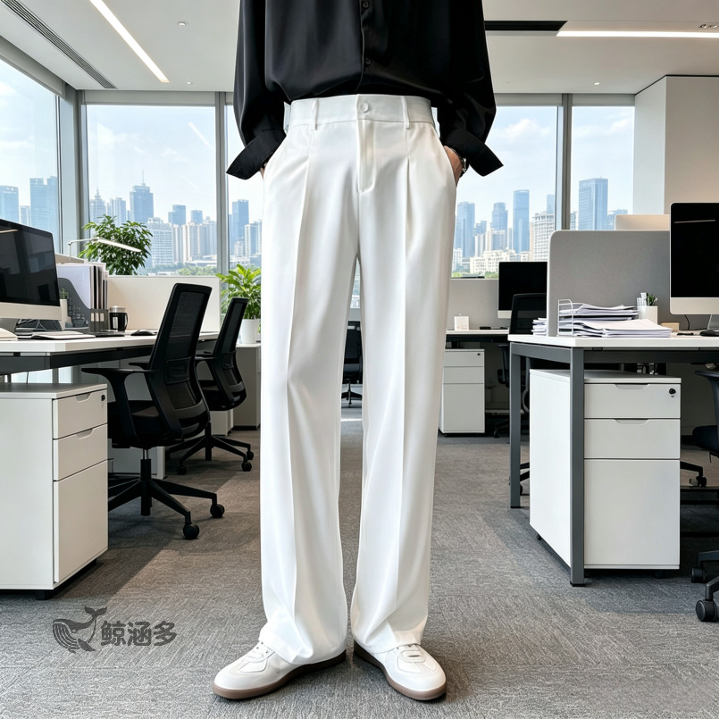 New Spring and Autumn Men's Suit Pants, Slim Fit Straight Pants, Loose Versatile Men's Suit Trousers, Loose Long Pants