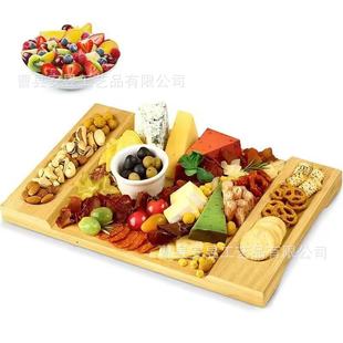 Bamboo Divided Bread Tray Party Party Deli Steak Pizza Plate Square Fruit Cake Tray