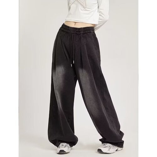 Relaxed Fit Oversize New Denim Jeans for Men and Women, Japanese Style, Plus Size Loose Streetwear, Flowy Floor-Length Wide Leg Pants