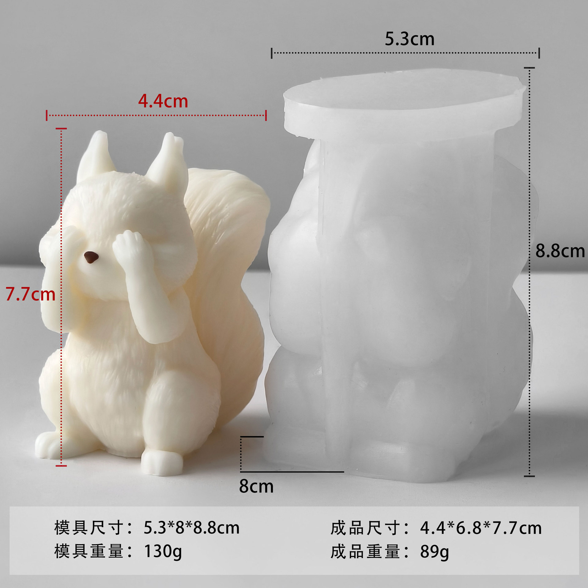 Jiahuimei Ardilla Aromaterapia Plato de yeso Molde de silicona Cubrirse la boca Cubrirse los oídos Cubrirse los ojos Diy Animal Ardilla Abrasivo