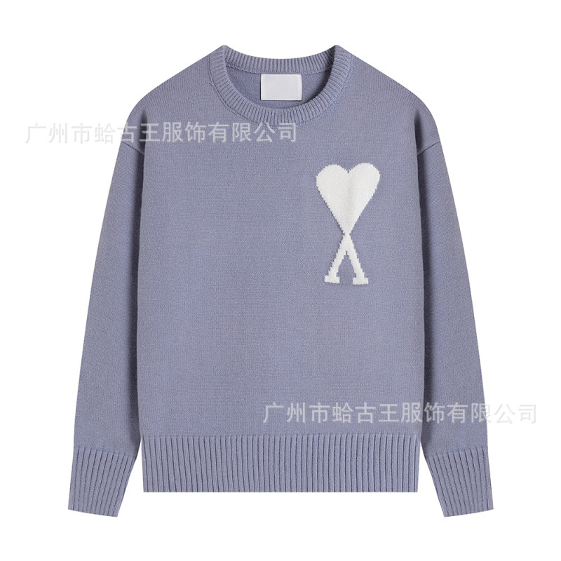 AMI ANCIENT 秋冬新款男女情侣休闲圆领毛衣提花爱心保暖针织上衣|undefined