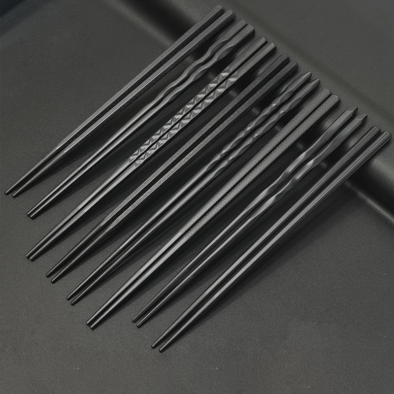 Household Japanese-style Alloy Chopsticks With Pointed Beak And Tip,Black High-looking Chopsticks,Non-mouldy,Fast