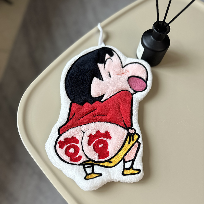 蜡笔小新挂式擦手巾吸水速干加厚儿童珊瑚绒柔软可爱毛巾周边礼品|undefined