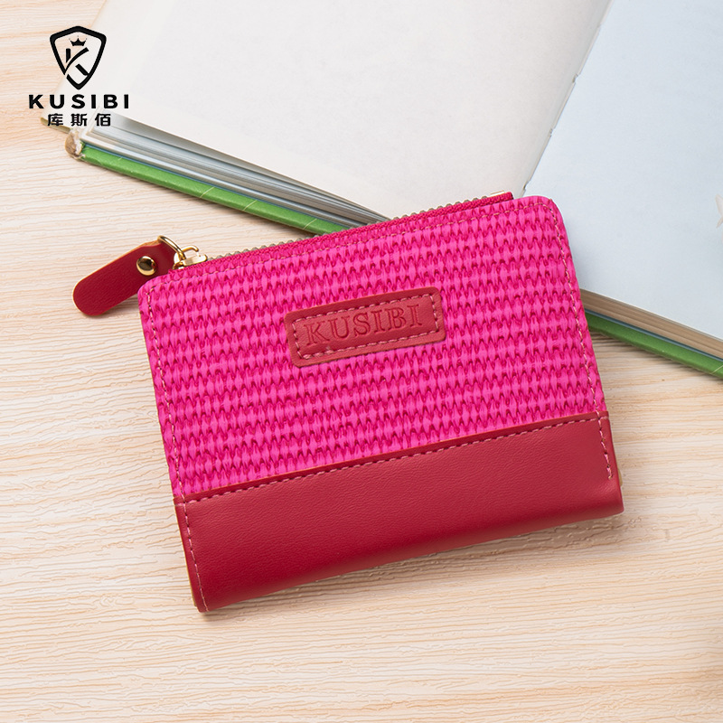 Monedero/Cartera Corto con Cremallera, Multifuncional para Tarjetas, Diseño Simple y Lindo