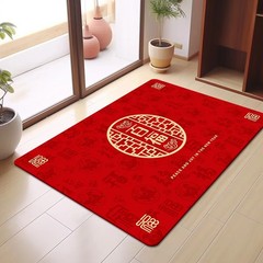 New Chinese Style Silica Gel Bath Mat New Year Bath Mat Anti-Slip Pad Festive Bathroom Entrance Soft Rubber Foot Mat