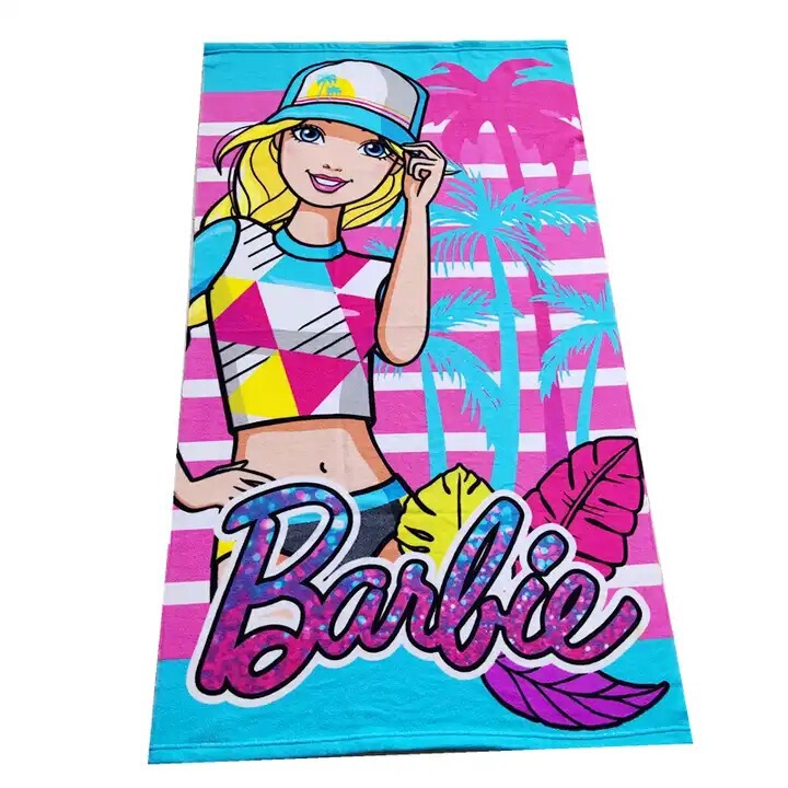 Amazon's New Girl Barbie Swimming Towel Bath Towel Letter Striped Microfiber Absorbent Beach Towel