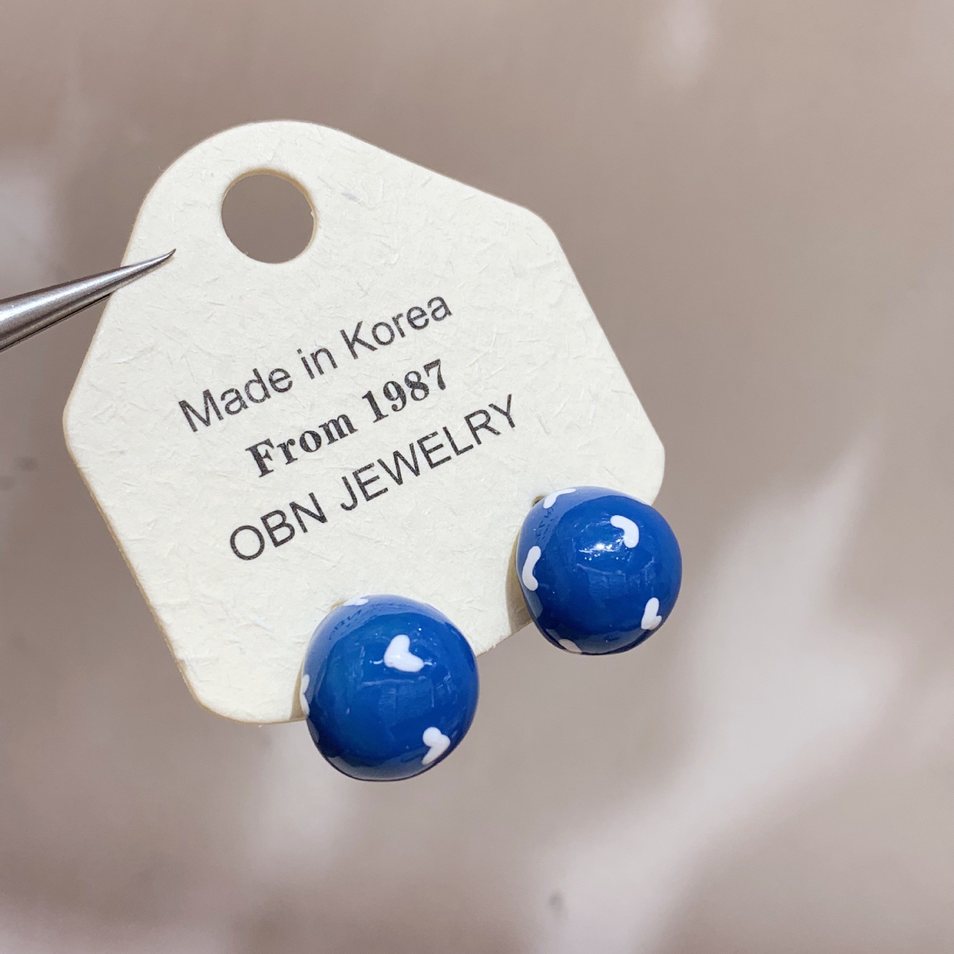 H0624C 블루 라운드 귀걸이