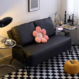服装店双人沙发黑色休息区简易铁艺单人小户型客厅出租房卡座现代