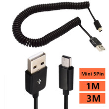 迷你MINI USB2.0螺旋弹簧伸缩数据充电线 T形口AM-Mini相机线