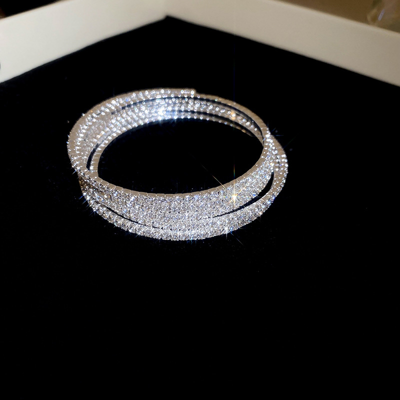 Pulsera elástica de diamantes de múltiples capas con perla artificial ins pulsera de moda exquisita pulsera de alta gama hermosa transfronteriza