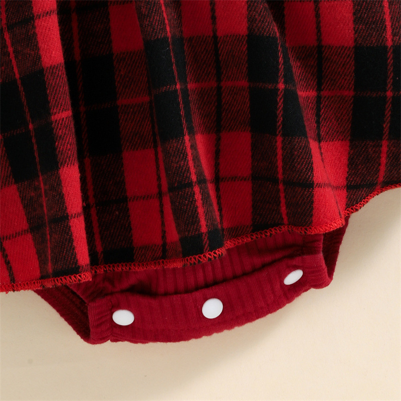 Christmas Fashion Plaid Cotton Baby Rompers display picture 4