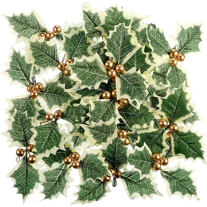 Christmas flower ring handmade DIY paste plug -in Christmas decoration simulation Little red fruit green leaf Christmas tree vine circle accessories