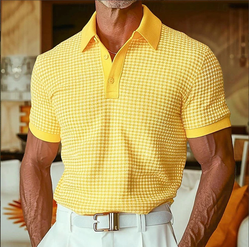2026 New Amazon Cross-Border Short-Sleeved T-Shirt Men's Casual Lapel Buttoned Short-Sleeved Polo Shirt 2026 New Amazon Cross-Border Short-Sleeved T-Shirt Men's Casual Lapel Buttoned Short-Sleeved Polo Shirt