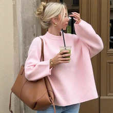 ZA速卖通爆款跨境外贸欧美风女装简约百搭套头柔软平针针织衫