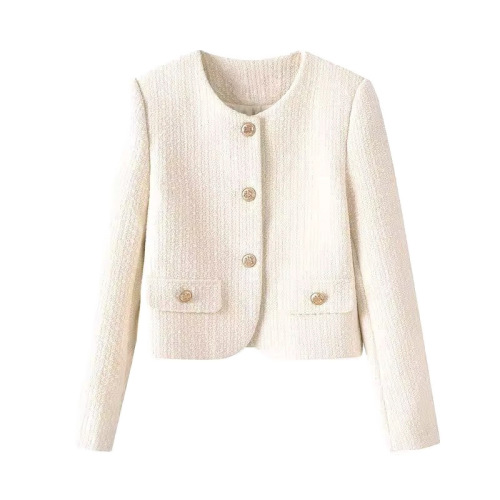 Women's Short Sleeve Round Neck Single Button Overcoat 2025 Spring and Autumn Casual Matchable OL Trendy and Stylish