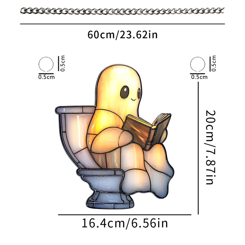 ハロウィン新月下の就寝前の読書リトルゴースト 2D フラットアクリルホリデー雰囲気装飾ペンダント|undefined