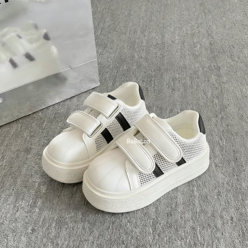 Mesh Niche Shoes for Women, New Summer Models, Thick-Soled Height-Increasing Sneakers, Very Stylish and Versatile Casual White Shoes