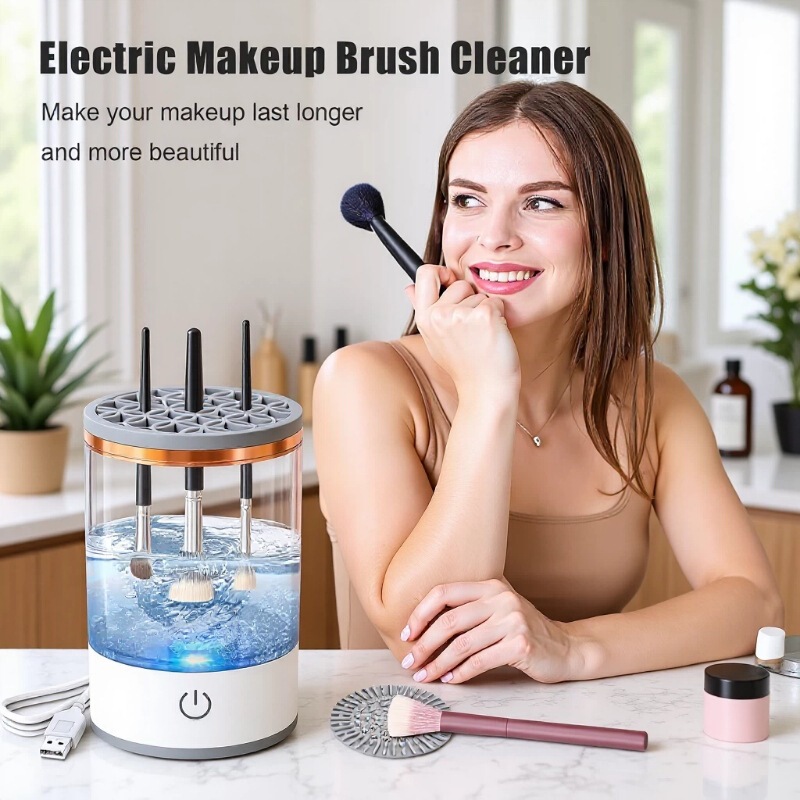 Makeup Brush Cleaner Automatic Brush Cleaning Device Quick-Drying Tool USB Plug-In Electric Cleaning Brush for Lazy People Makeup Brush Cleaner Automatic Brush Cleaning Device Quick-Drying Tool USB Plug-In Electric Cleaning Brush for Lazy People