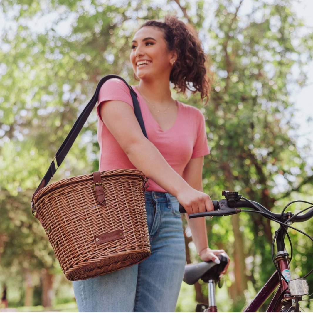 Comercio exterior personalizado canasta de picnic de caña canasta de bicicletas canasta de regalos canasta de compras canasta de frutas al aire libre canasta de sauce