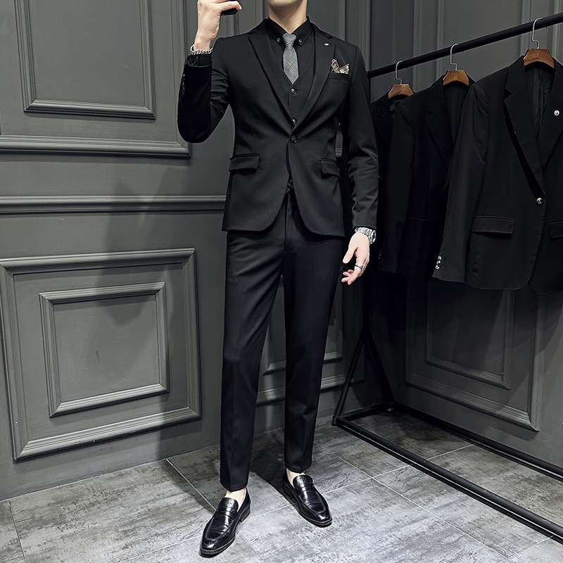 Spring New recommend Men's Suit suit Light Mature Korean Slim Fit Suit Three-Piece Host Groom Suit