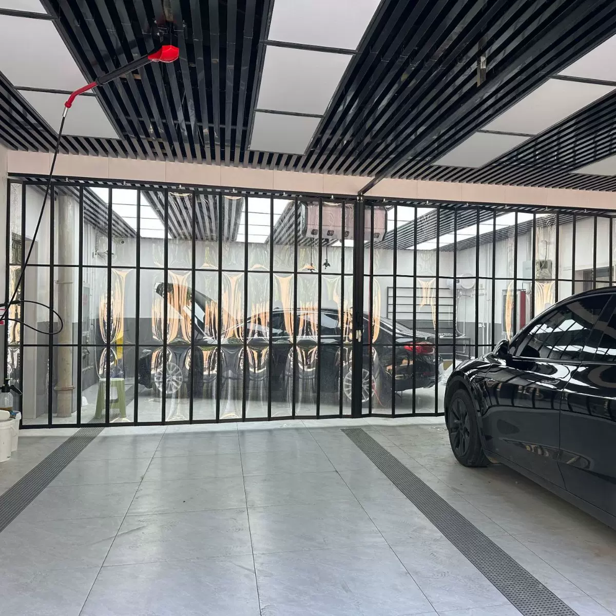 洗车行洗车店透明折叠门汽美店铝合金推拉隔断门商用水晶折叠门