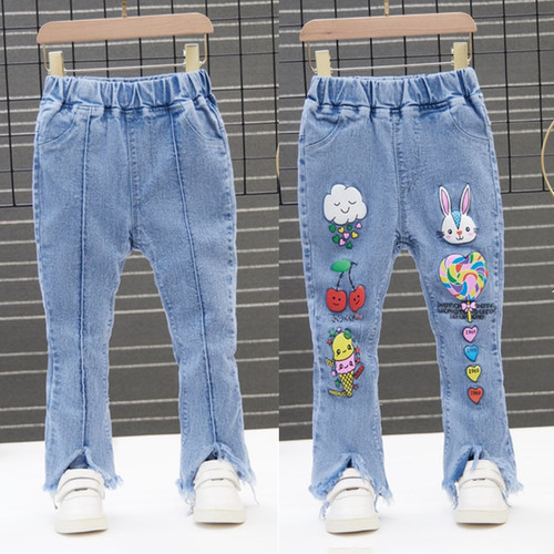 Girls' jeans, kids' elastic jeans, girls' long pants, children's pants