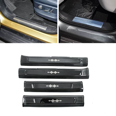 Dekorativ pedal başlıqları Stainless Steel Threshold Strip Modification - door-inside-4-pieces-of-inner-sill-strips-stainless-steel-black-titanium-brushed-for-byd-leopard-7