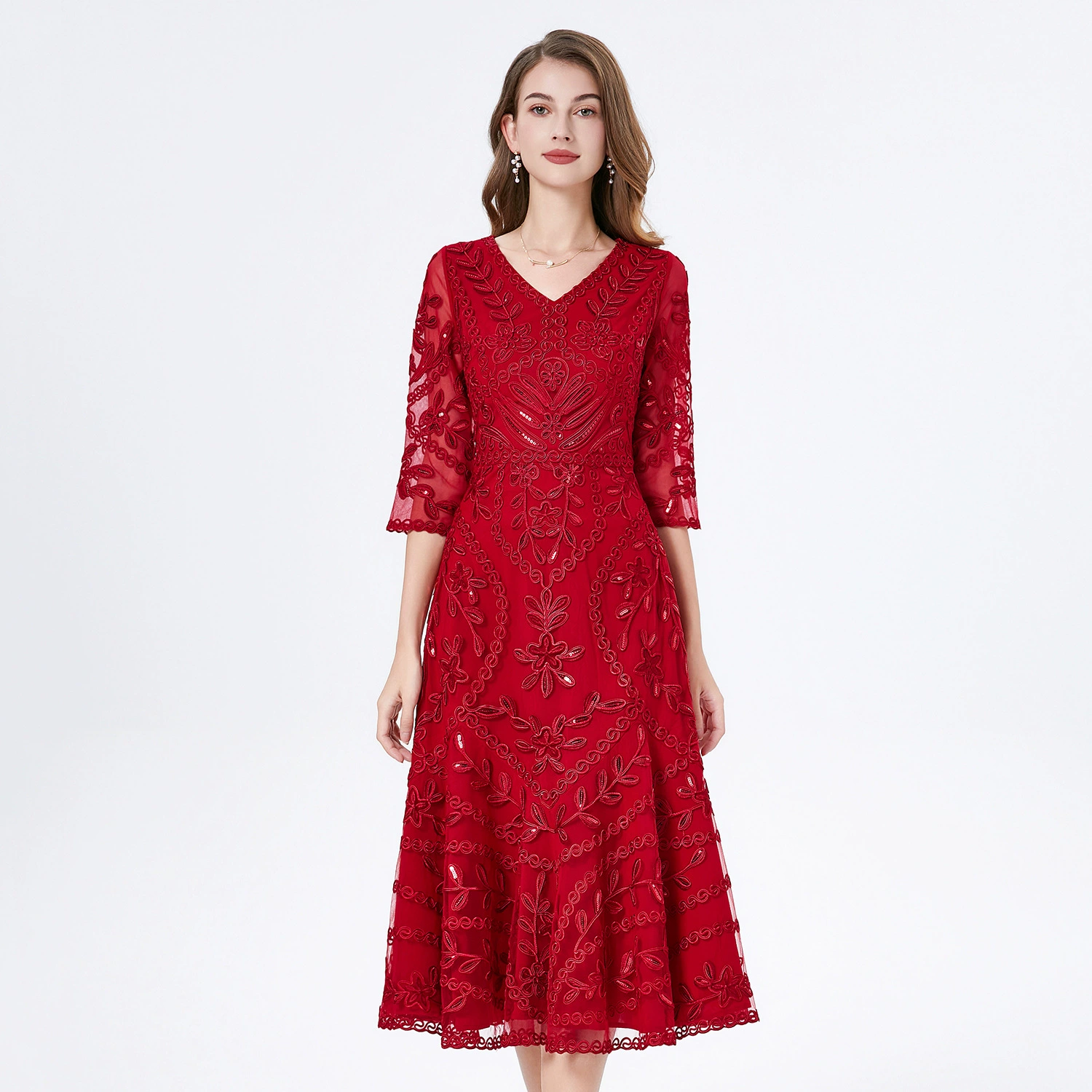 Летняя мини-юбка для мамы, свадебное платье, с коротким рукавом, plus size, с вышивкой, оптом