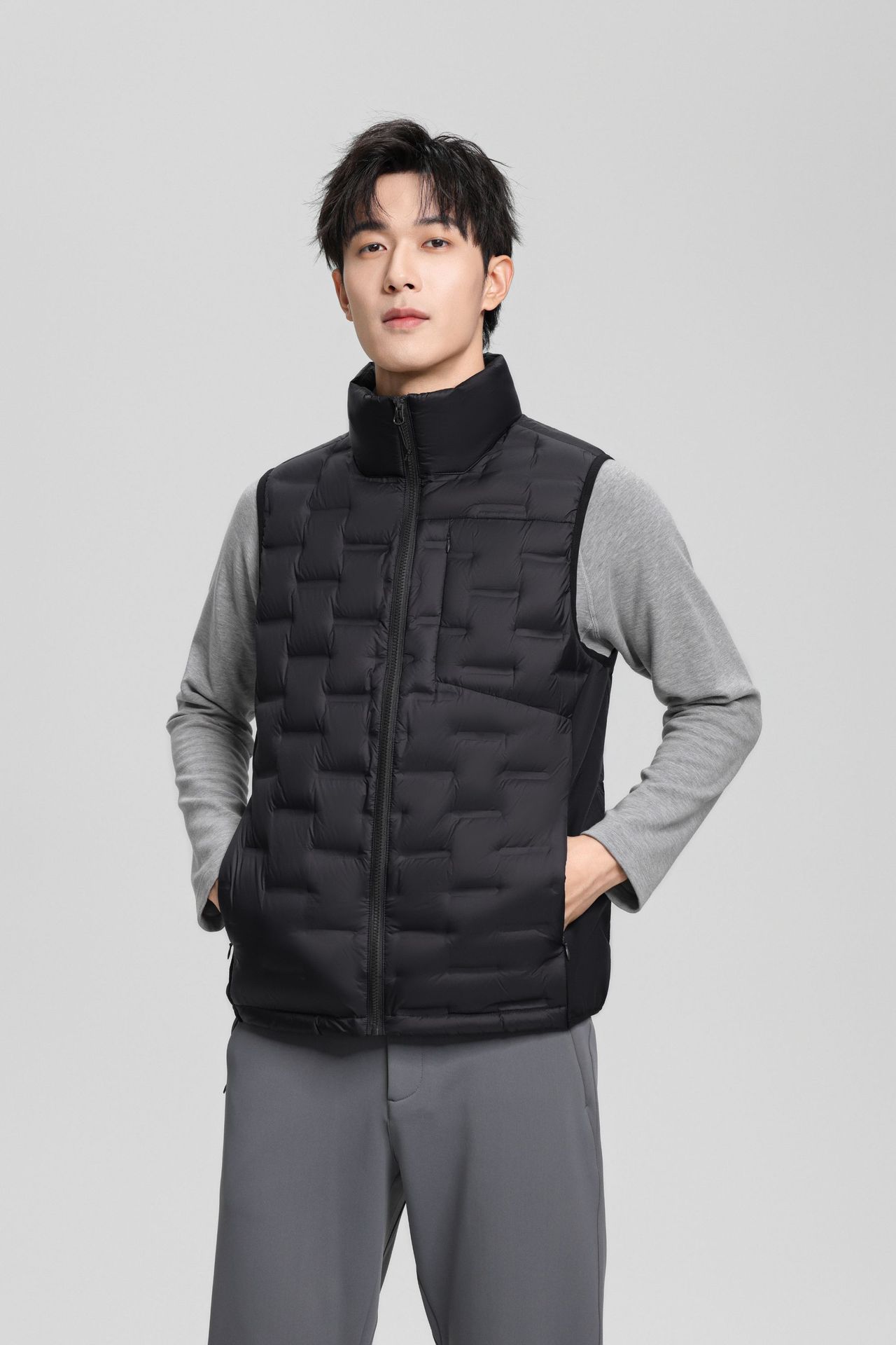 Otoño ligero hombre chaqueta de plumón prensado chaleco de cuello vertical otoño invierno ocio moda universal chaleco cálido cómodo
