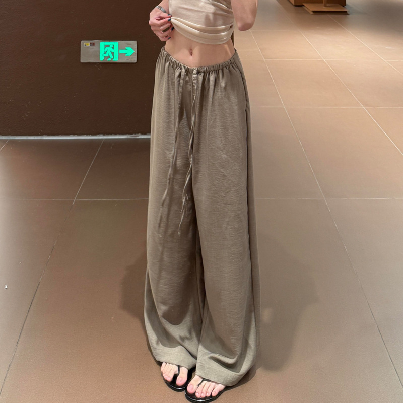 Old Money Style Tencel Cotton Linen Wide-Leg Pants for Women, Summer Thin High-Waisted Slimming Casual Pants, Relaxed Loose Walking Pants