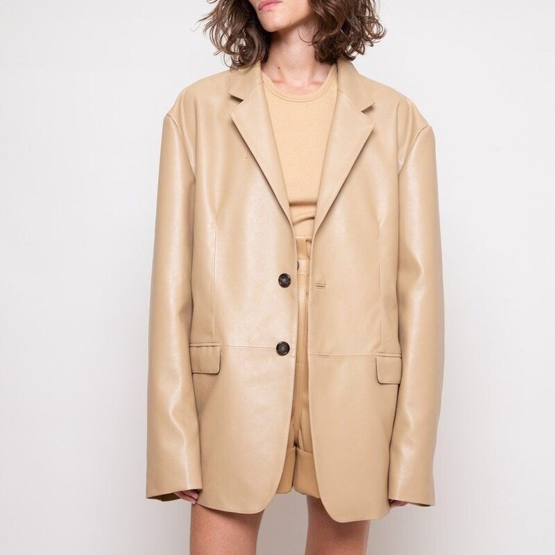 ART frankie shop Niche Designer Protein Leather Neutral Style Jacket Women's Coat Loose Profile Leather Coat