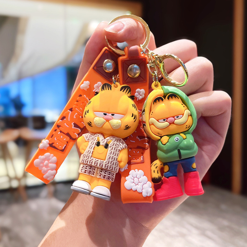 Cartoon Garfield Key Chain Exquisite Cute Doll Couple Key Chain Car Hanging Bag Pendant Small Gift Cartoon Garfield Key Chain Exquisite Cute Doll Couple Key Chain Car Hanging Bag Pendant Small Gift