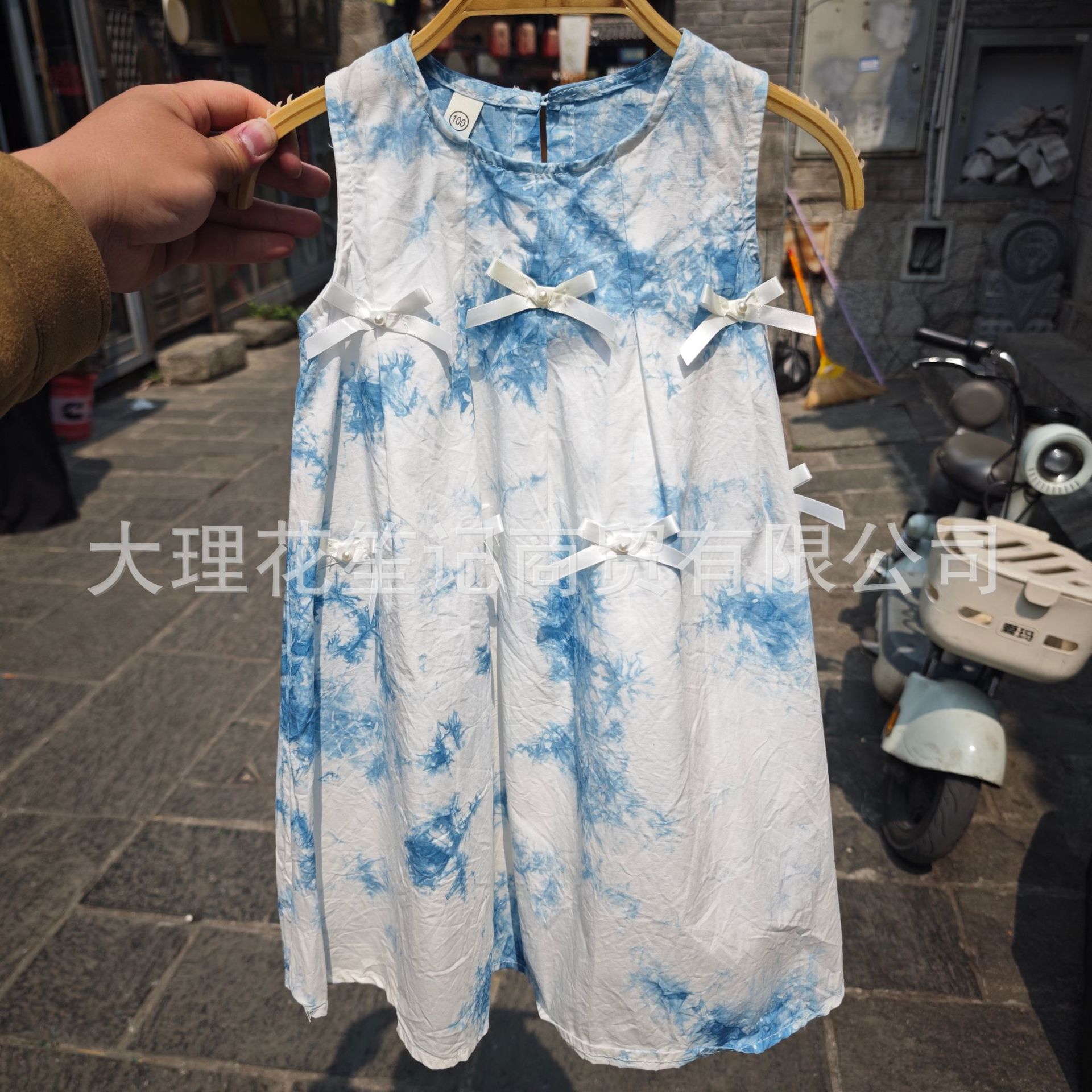 纯天然大理手工扎染夏款民族风女童连衣裙旅游度假蓝染无袖儿童裙