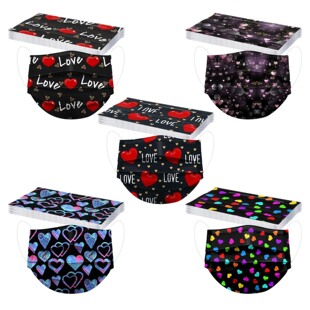 Adult Disposable Mask Three-layer Meltblown Printed Mask Valentine's Day Love Printed Mask facemask